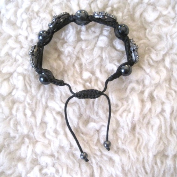 Unisex Pave Skull Woven Bracelet - Picture 4 of 5